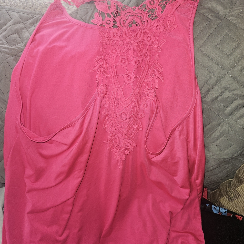 Pink Lace Detail Sleeveless Top